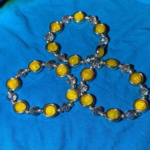 Yellow and gold Beaded Bracelet Set